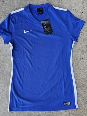 Nike Women's Royal Blue V-Neck Dri-FIT Jersey with White Accents